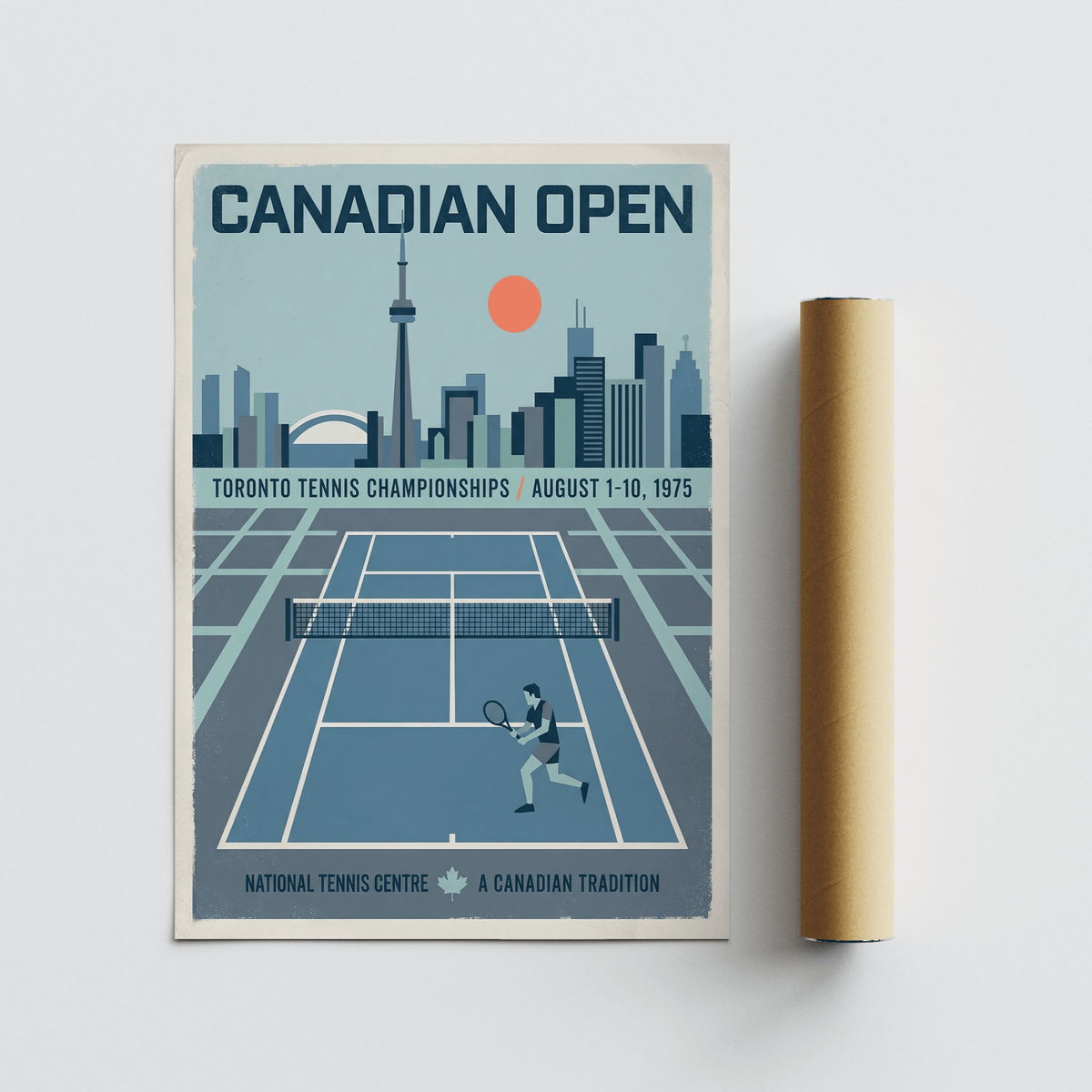 Typography-led tennis wall art print reading Canadian Open and event date
