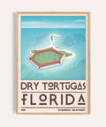 dry tortugas national park print showing aerial hexagonal fort and sandbar