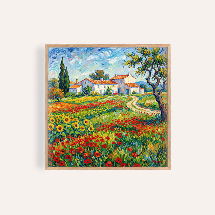 Van Gogh Painting wall art with Multicolored, Blue, Red, Green, and Yellow tones for living room décor print