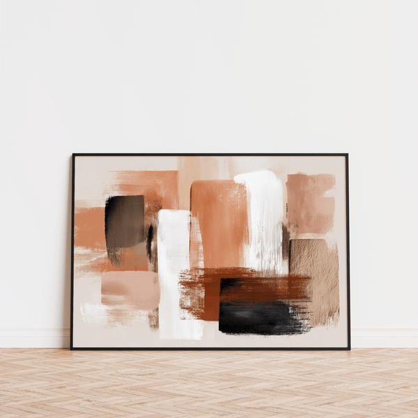 Modern Terracotta Color Art print in Beige and White for office