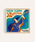 New York Jazz Festival Art Print with Blue and Orange for living room wall art