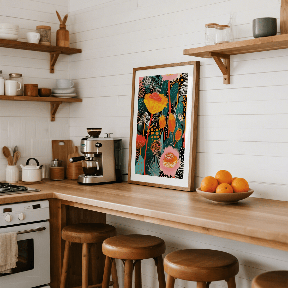 Colorful Wall Art featuring Yellow florals in kitchen wall art