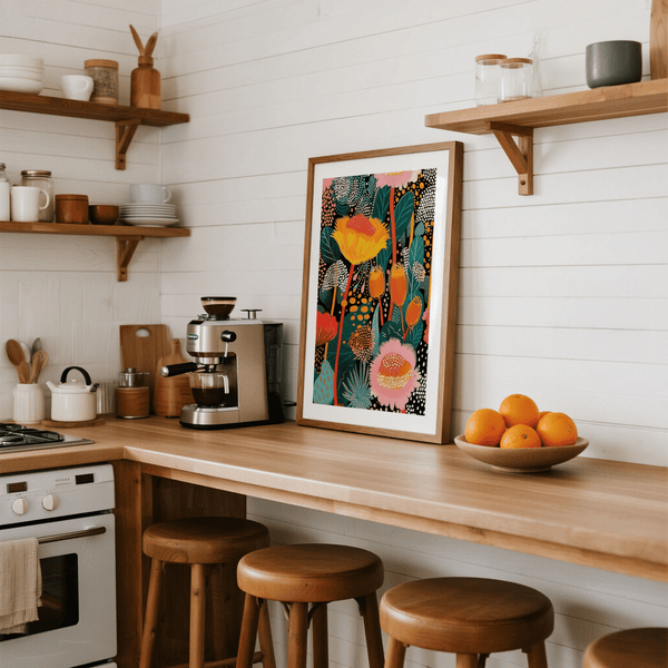 Colorful Wall Art featuring Yellow florals in kitchen wall art