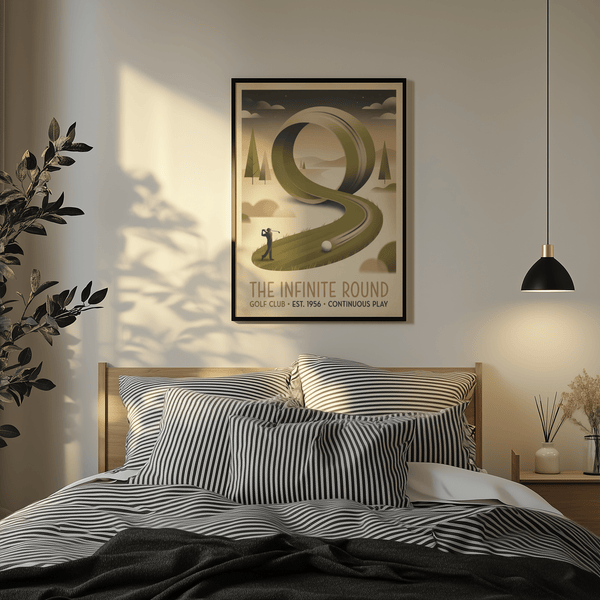 Overhead shot of unframed print revealing crisp retro typography