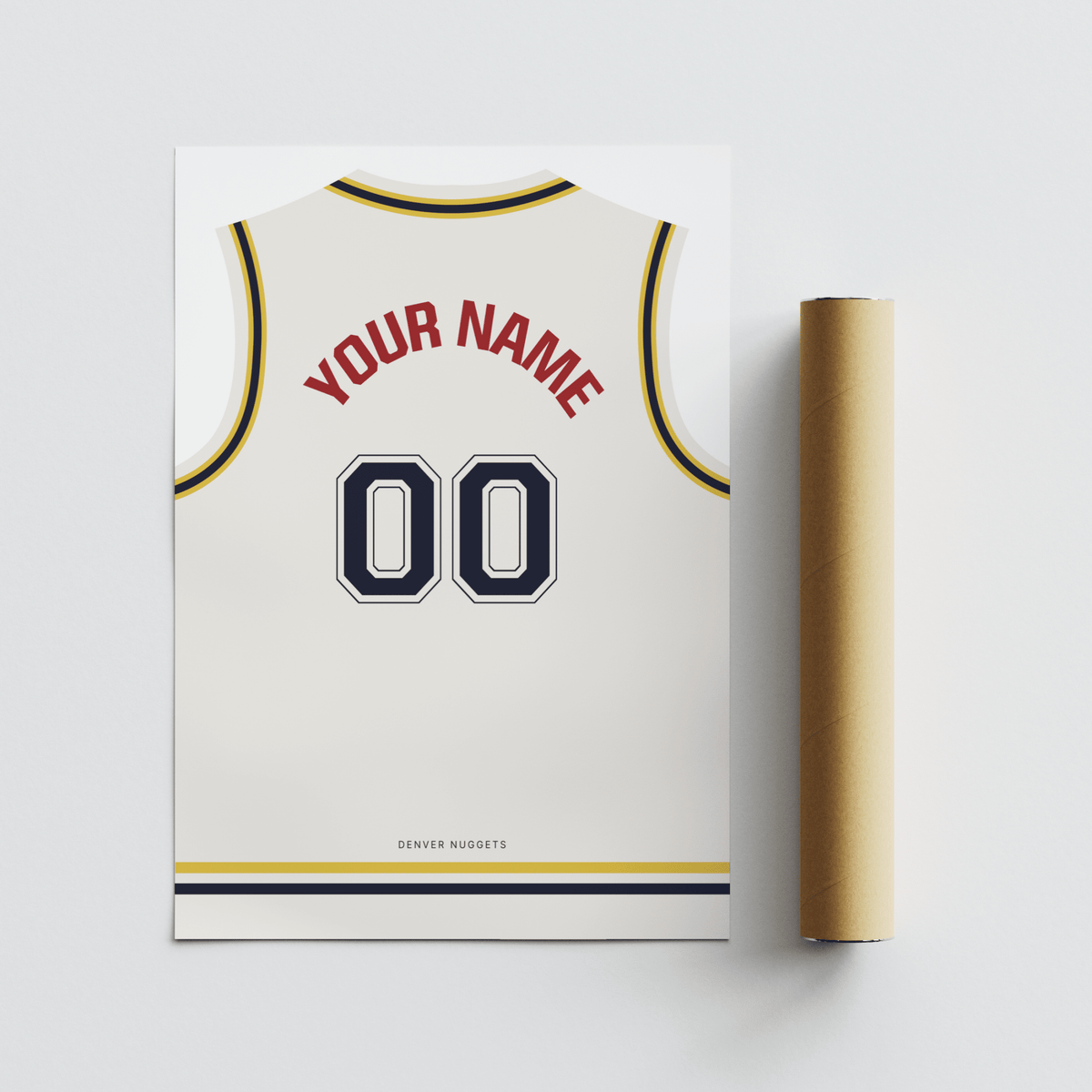 Minimal jersey-back wall art print with customizable name and double-zero number