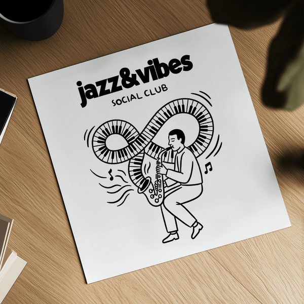 Modern Jazz Social Club Art Print in Black and White, ideal for studios