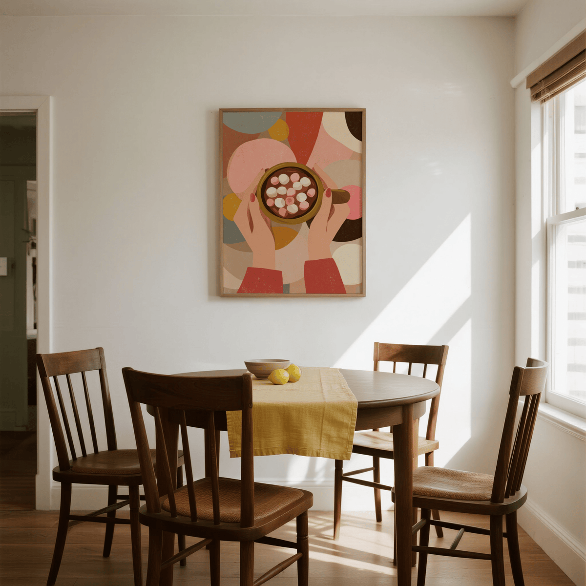 Hot Chocolate Wall Art, red and brown, kitchen decor, art print