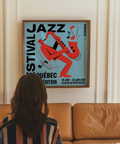 Music Wall Art print in Blue and Red for a creative studio space
