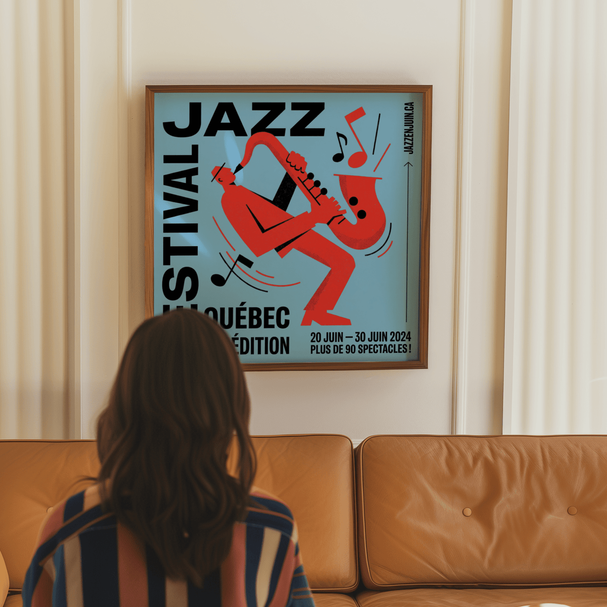 Music Wall Art print in Blue and Red for a creative studio space