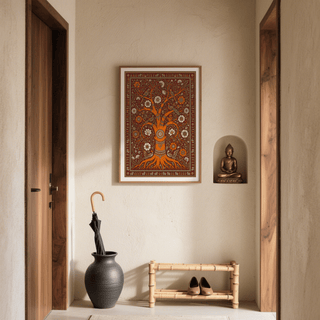 Vintage-style Tree of Life Art print featuring ornate foliage and birds