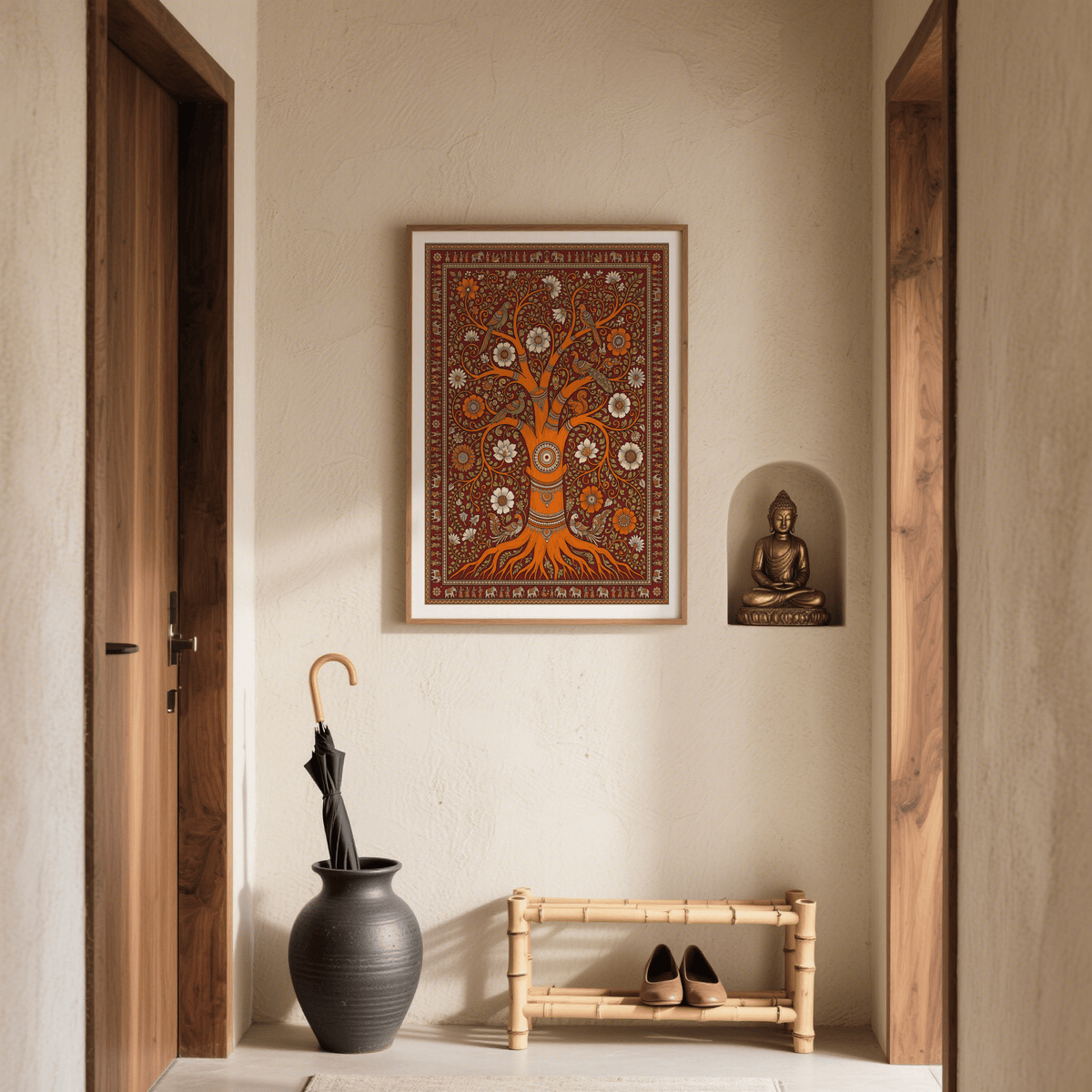 Vintage-style Tree of Life Art print featuring ornate foliage and birds