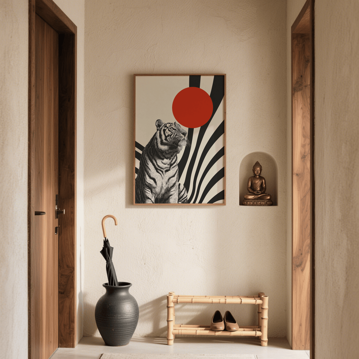 Black and beige Modern Tiger Poster for sophisticated lounge wall art
