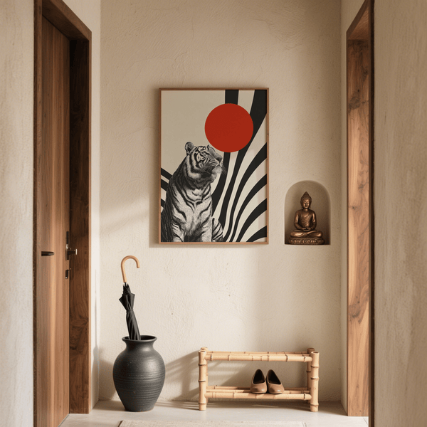 Black and beige Modern Tiger Poster for sophisticated lounge wall art