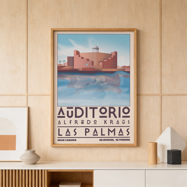 Art Las Palmas wall art print with mirrored coastal auditorium silhouette