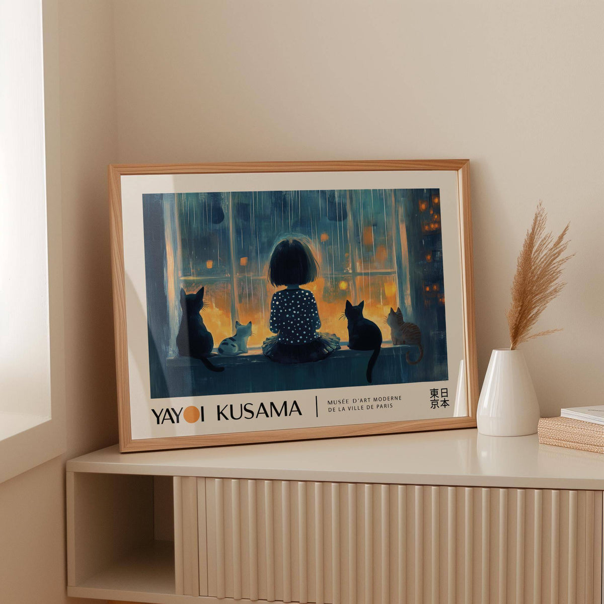 statement cat wall decor featuring glowing window art