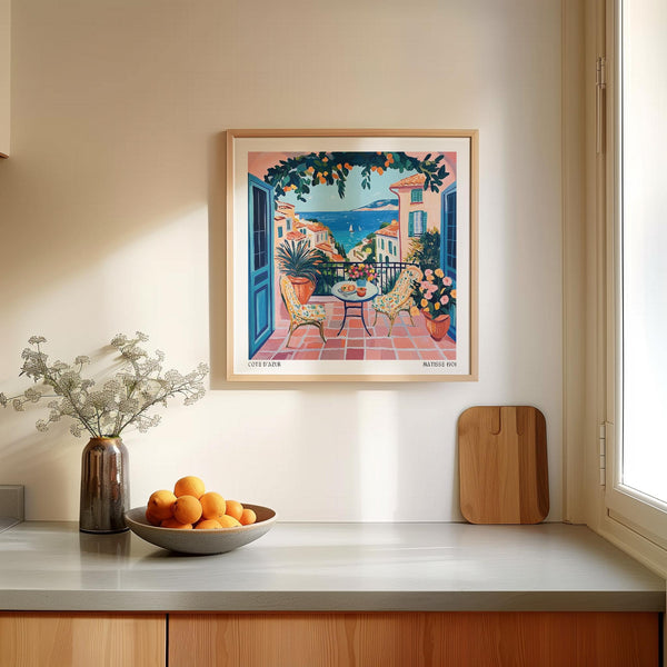 Elegant French coastal wall art with warm, rich hues