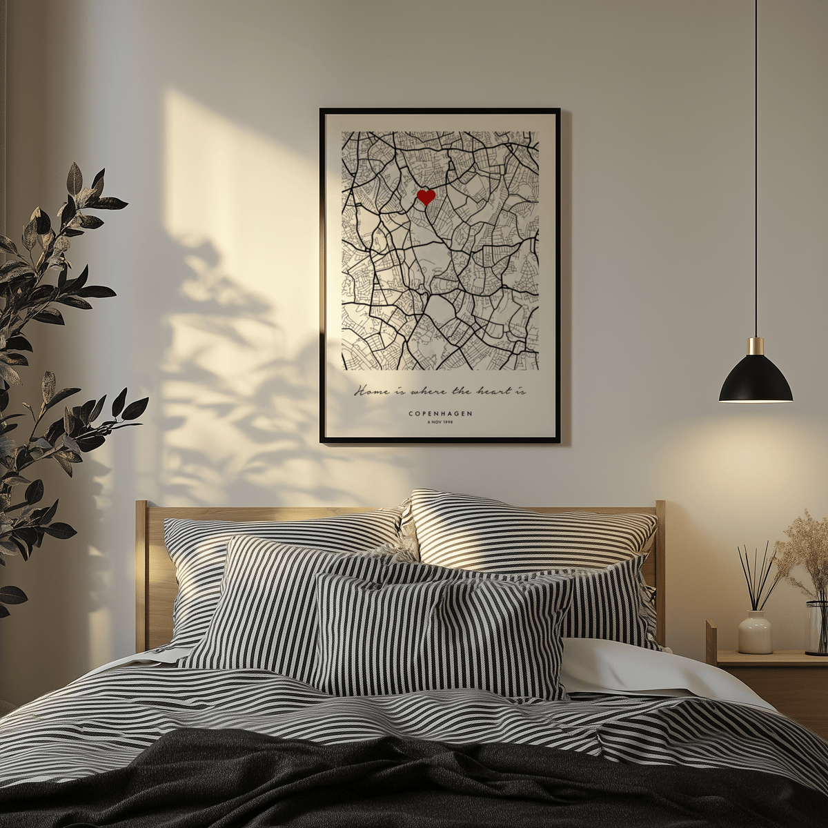 Minimalist Custom Anniversary Gift featuring white and black tones for bedroom decor
