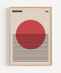 Minimalist geometric Bauhaus wall art inspired by Japanese sunset