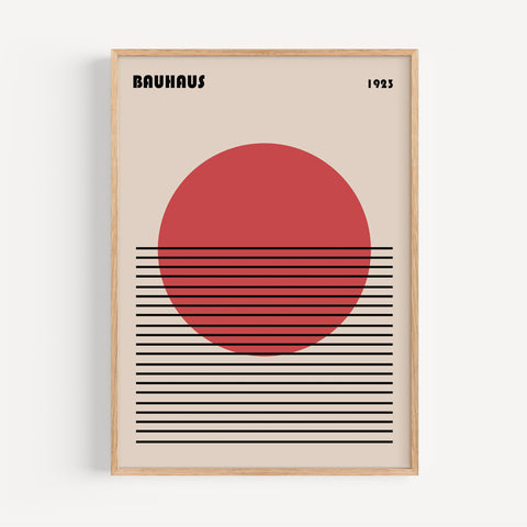 Minimalist geometric Bauhaus wall art inspired by Japanese sunset