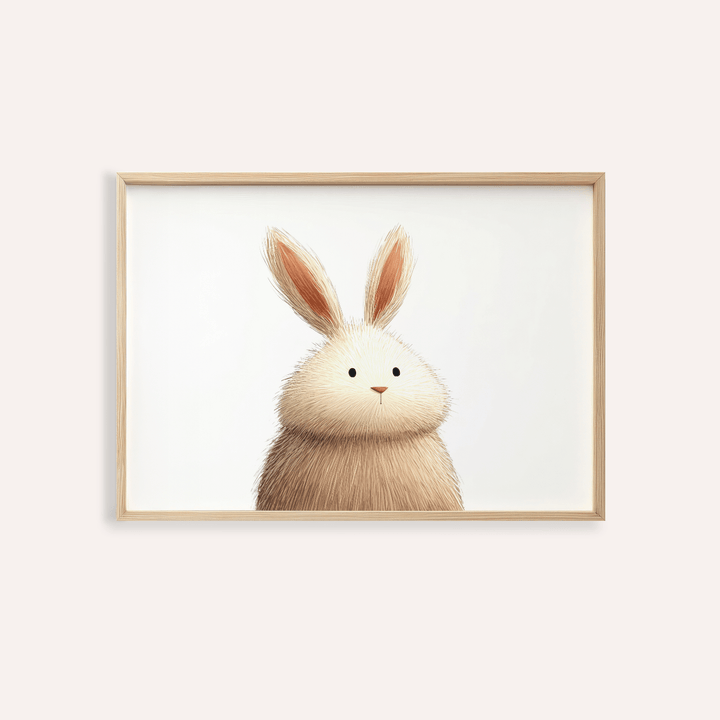 Cute Rabbit Wall Art in Beige and White for nursery wall art print