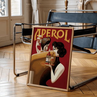 Vintage Drink Wall Art, Red Yellow tones, dining room poster
