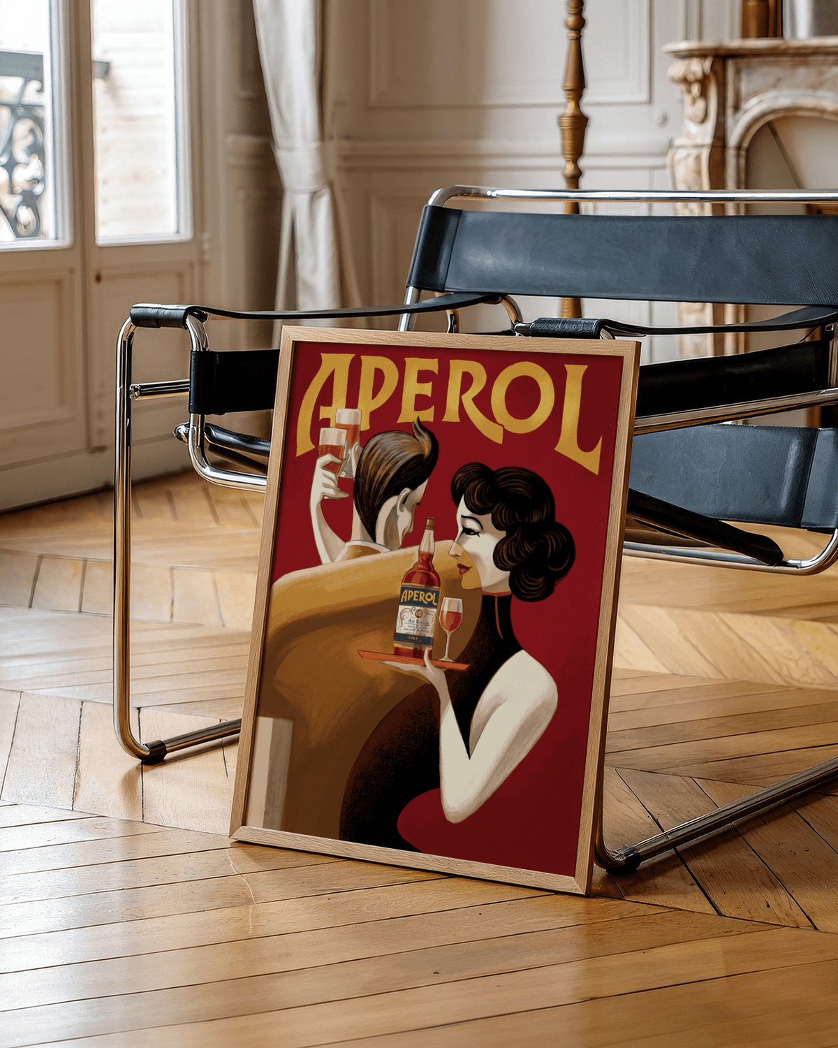 Vintage Drink Wall Art, Red Yellow tones, dining room poster