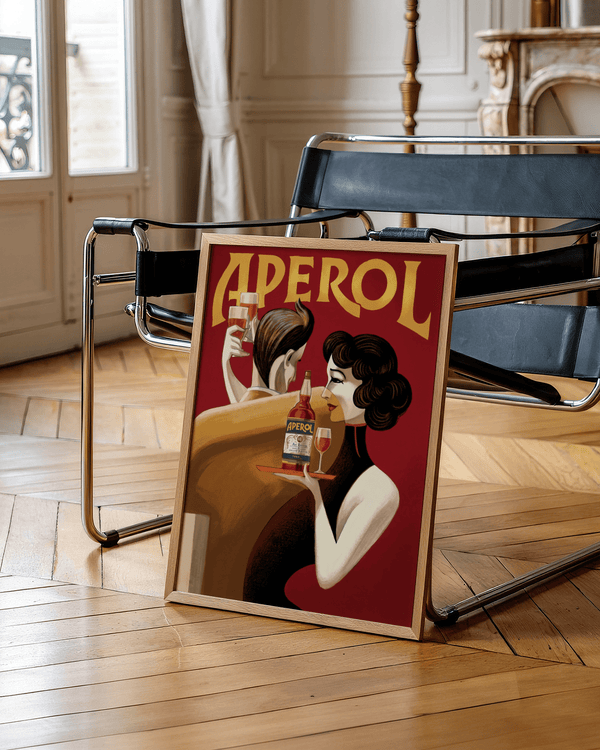 Vintage Drink Wall Art, Red Yellow tones, dining room poster