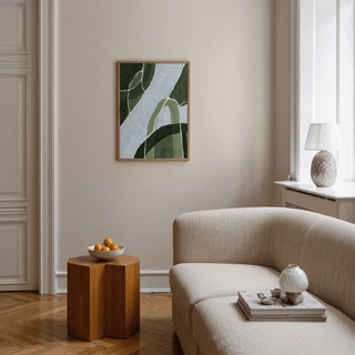 Green and Blue Art abstract print featuring Green, Blue, White for office wall