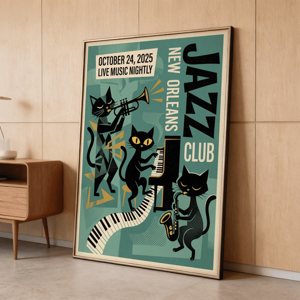 Detail of upright piano and curved piano keys on music poster print