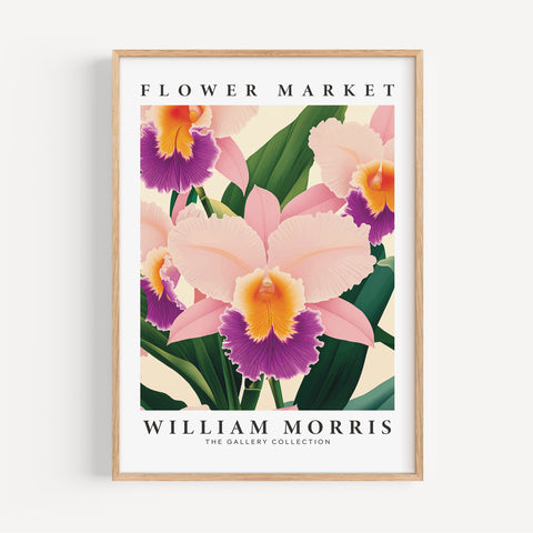 William Morris Orchid floral wall art with classic design
