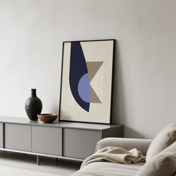 Elegant Modern Wall Art Print with Blue, Beige, Brown hues for entryway