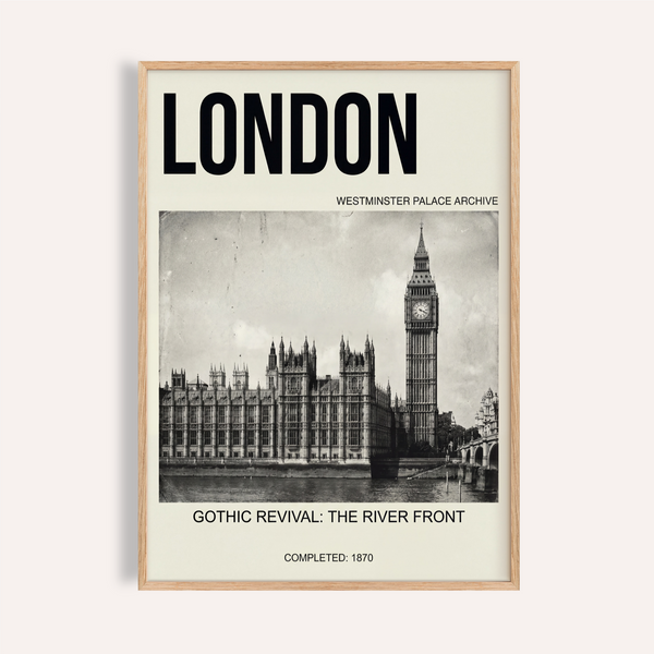 London architecture wall art poster with Westminster Palace and Big Ben