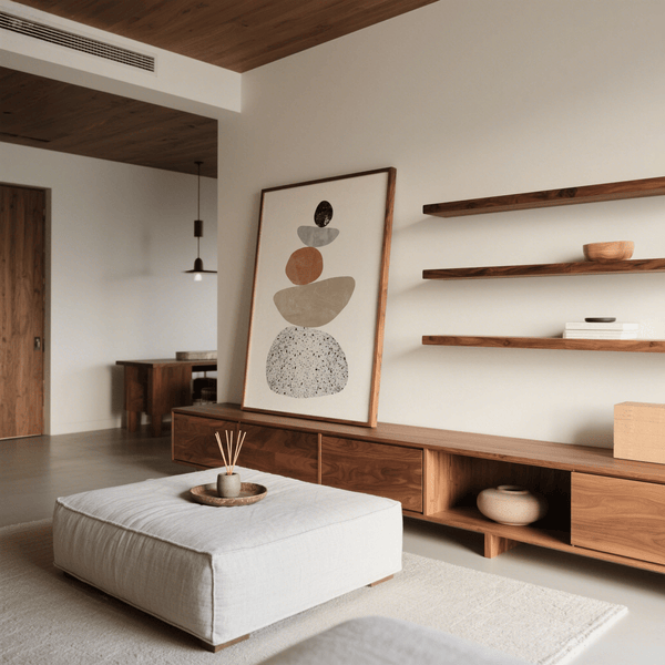 Modern Pebble Print in black, white, gray, and brown for nursery art print