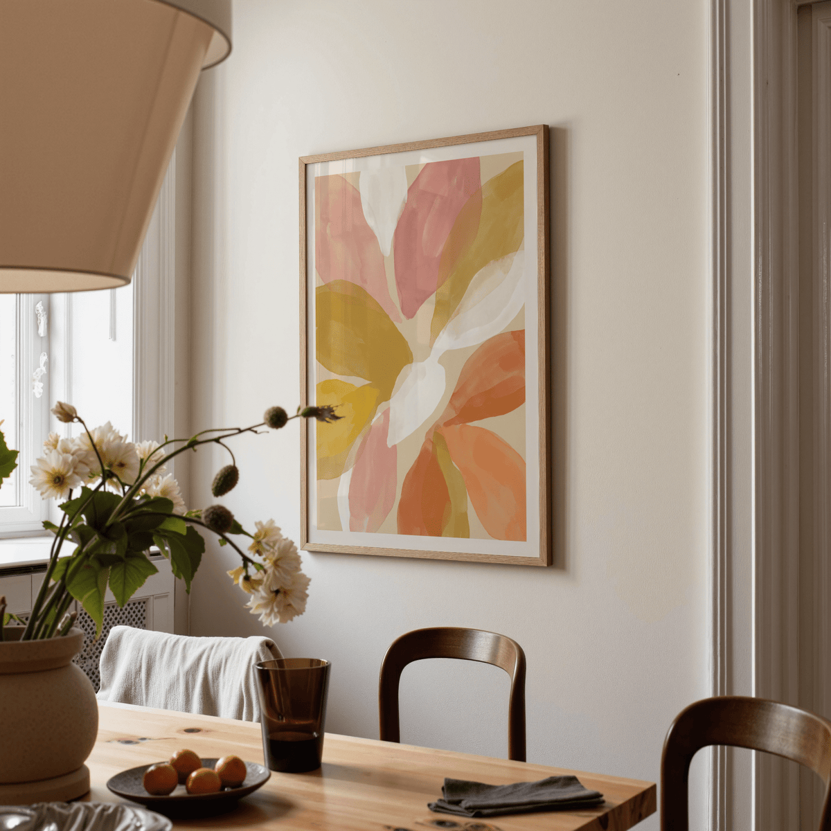 Floral Watercolor Art Print featuring a simplified bloom with translucent watercolor layers