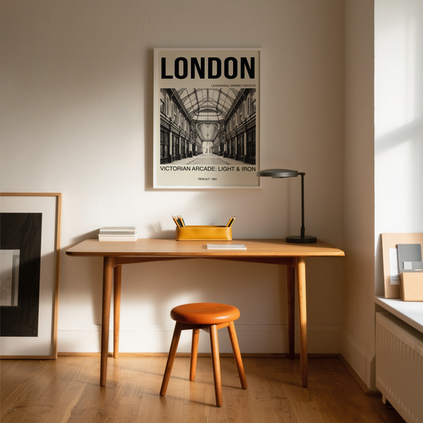 Symmetrical market passageway and hanging lanterns wall art print