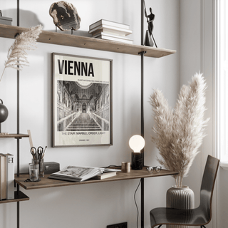 Detail of domed skylight above ornate interior stairs on Vienna Architecture Art Print