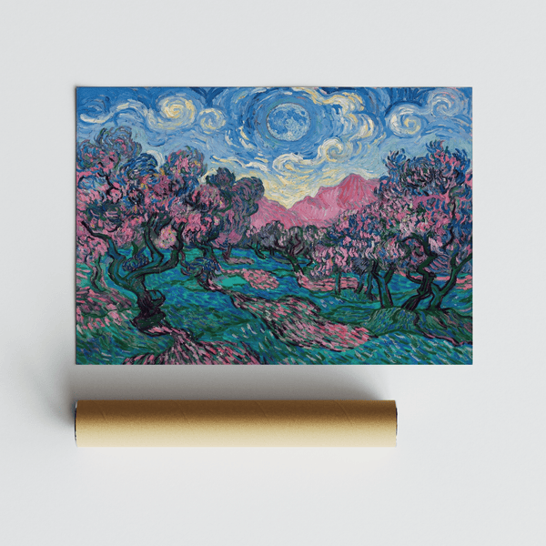 Colorful Landscape Art print with Multicolored details for dining area