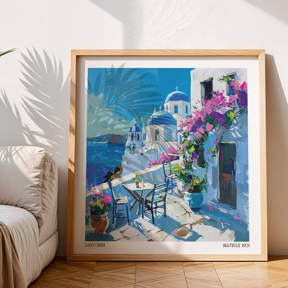 Abstract Santorini Wall Art Prints with blue domes