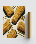 Modern Spaghetti Wall Art in beige and yellow perfect for kitchen wall art
