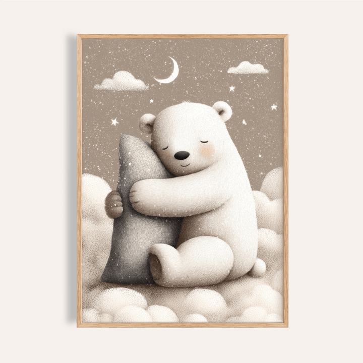 Polar Bear Nursery Print for beige and white nursery wall art