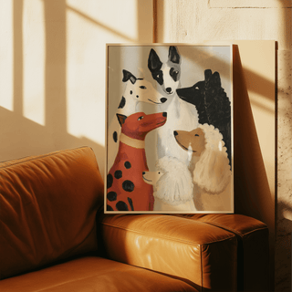 Colorful Dog Poster wall art for children's room with Beige and Black