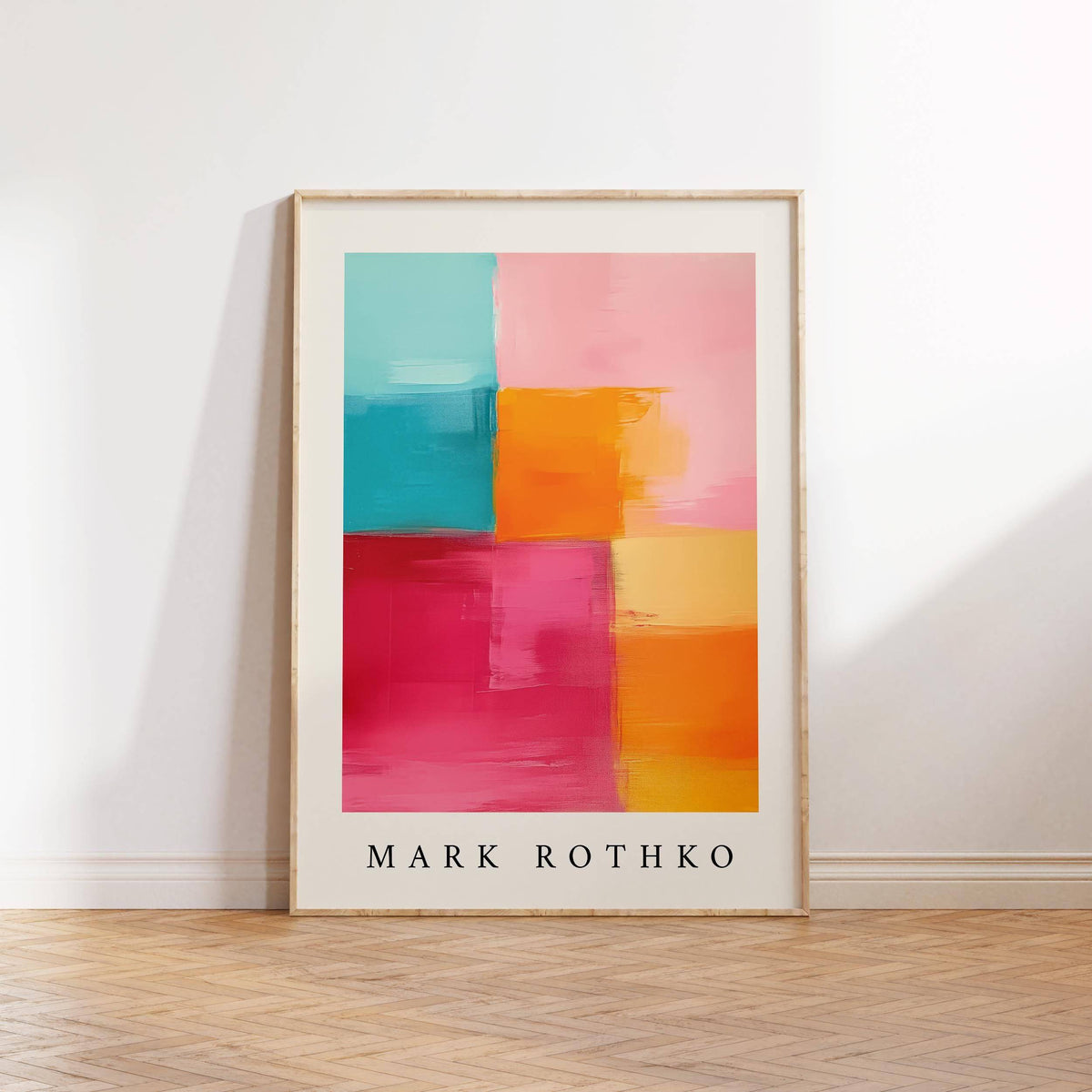 contemporary abstract art with pink color fields