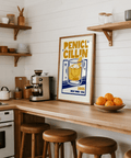 Bar Decor Wall Art featuring Penicillin cocktail in blue kitchen setting