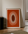 Warm tonal oval line artwork for modern living room decor