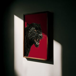 Modern Wildlife Wall Art in red and black tones for dining room