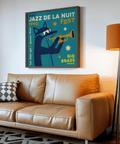 Jazz Festival Art Print with Yellow and Blue for creative living room wall art