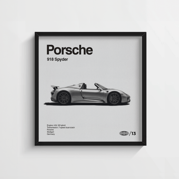 Sleek Gray Porsche Car Art Print for automotive fans’ space