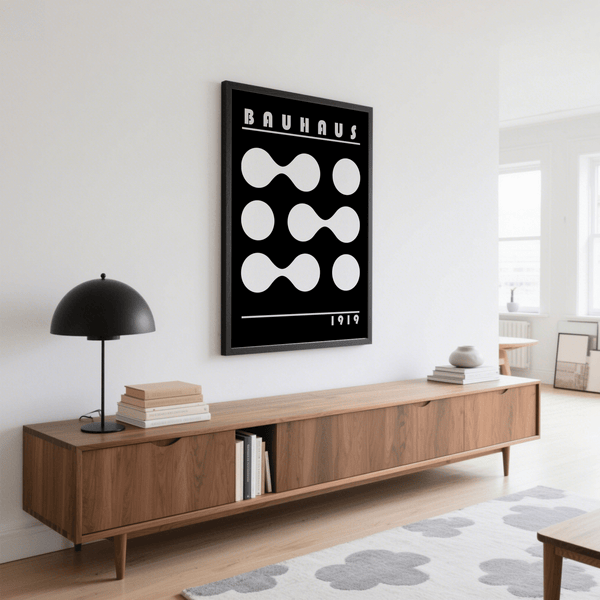 Contemporary Abstract Geometric Print with geometric shapes, perfect for hallway wall art