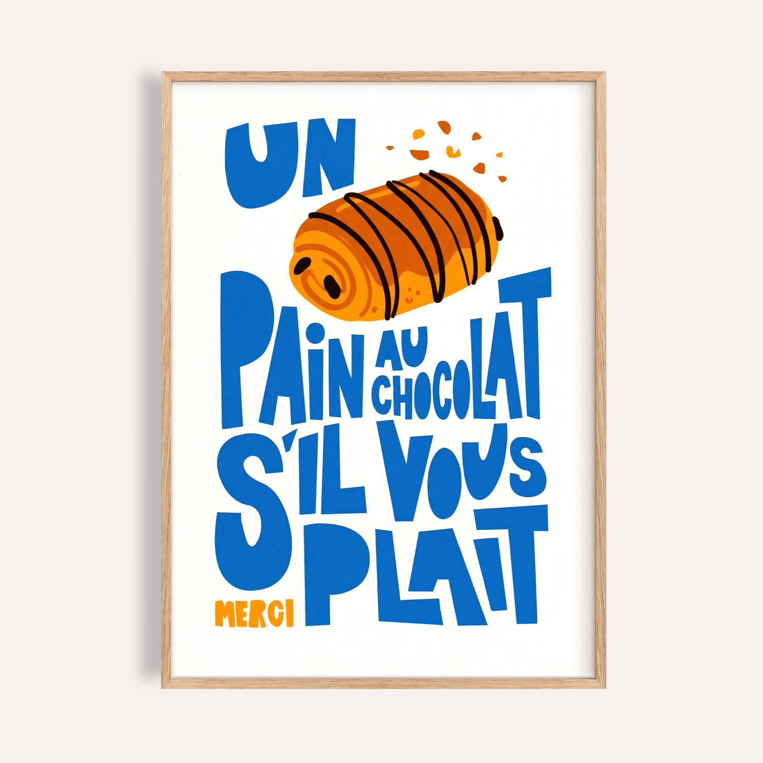 Pain Au Chocolat Print French Bakery Wall Art