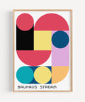 Bauhaus-inspired vibrant geometric poster for living room or bedroom wall